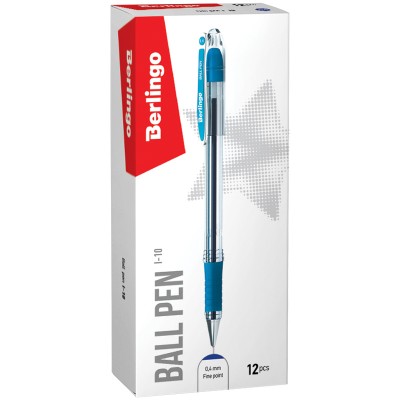 Ручка шариковая Berlingo I-10. грип.синяя,0,4мм (12шт/уп)